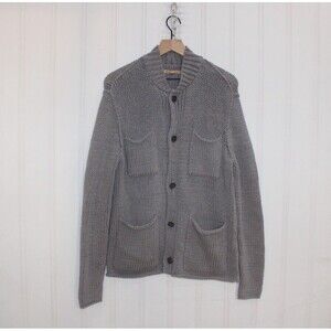 John Varvatos USA Chunky‎ Knit Cardigan Gray Shawl Collar Button Sweater Men's M